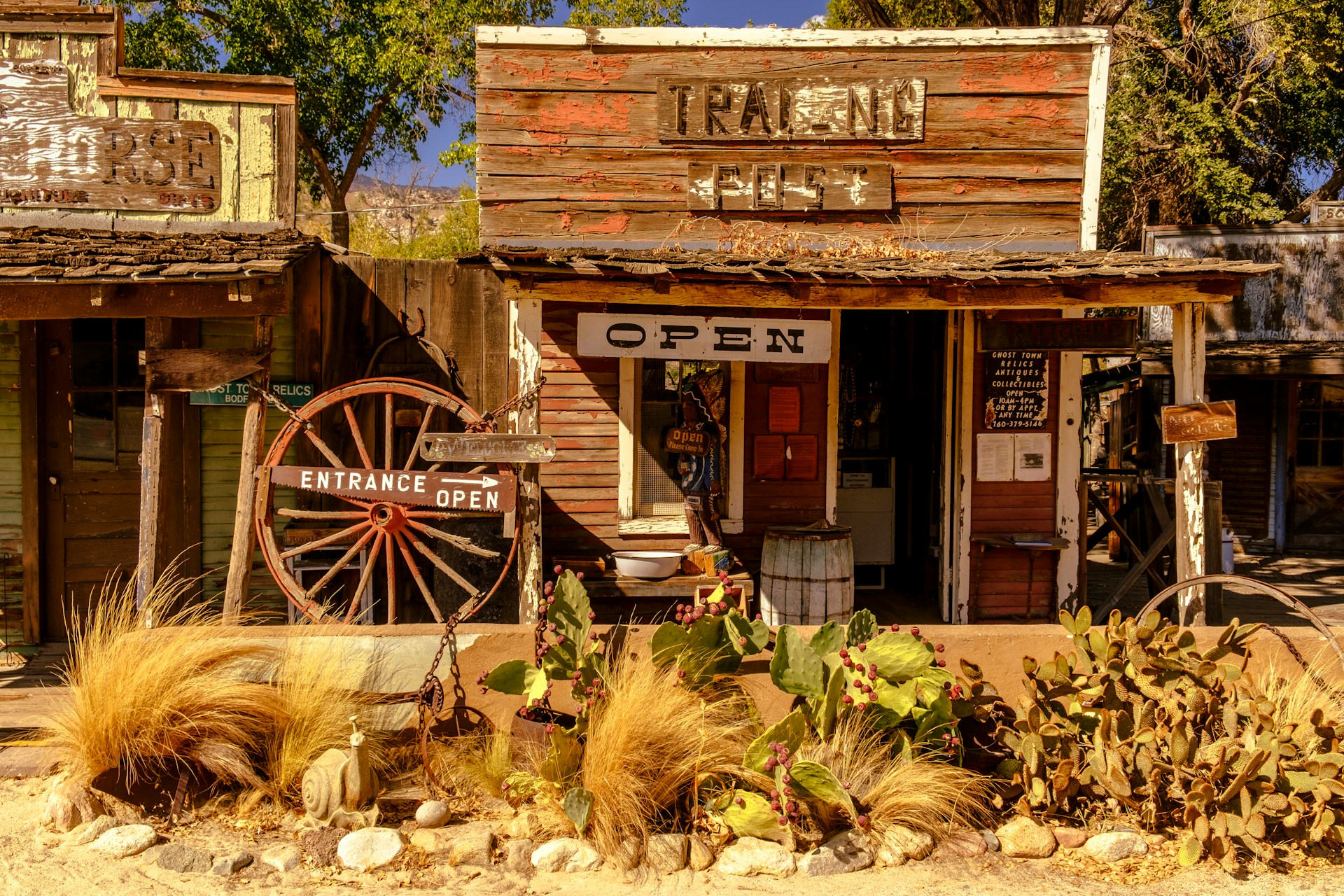 An old west trading post stands open for business.
